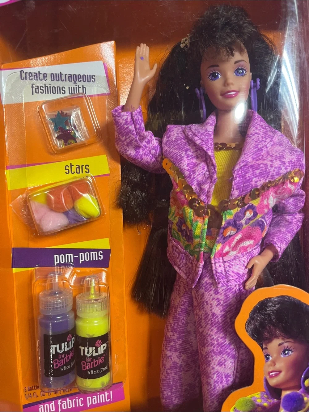 Barbie Paint 'n Dazzle Doll in Pink, Purple & Yellow Outfit